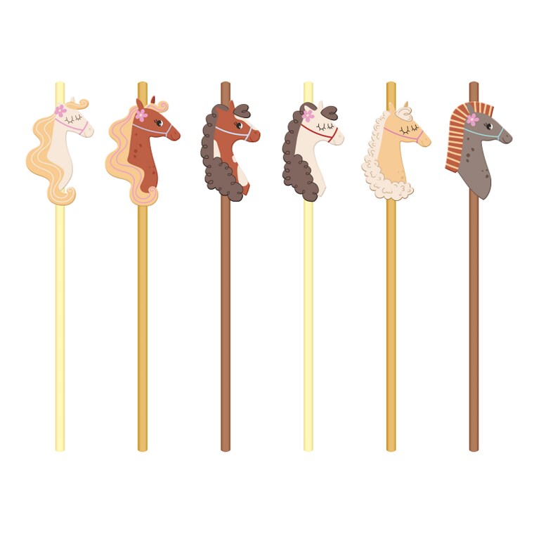 Product Image for Papsugerør med Heste 6 stk