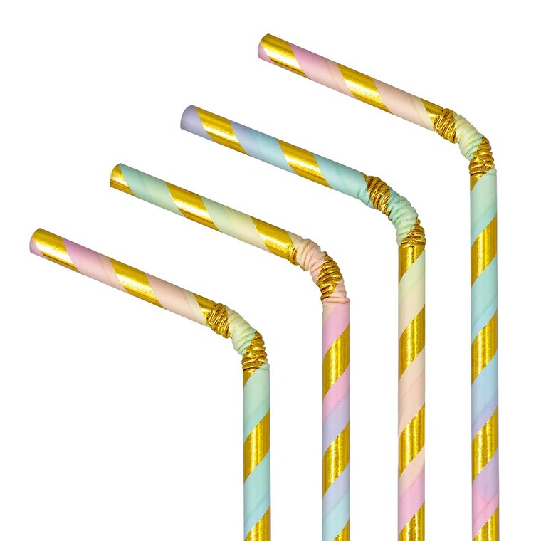 Product Image for Papsugerør Pastel & Guld 10 stk