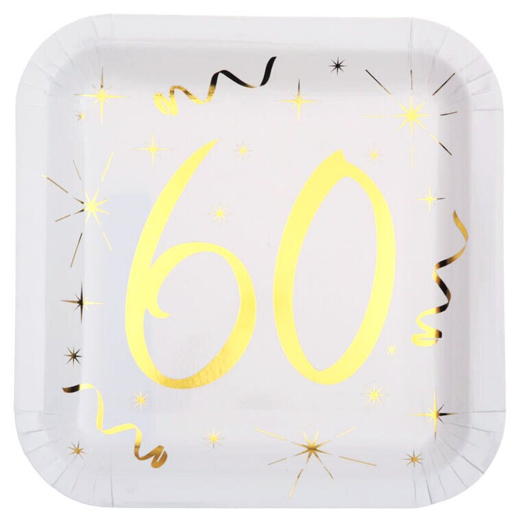 Product Image for Tallerkener Firkantede 60-årsfest 10 stk