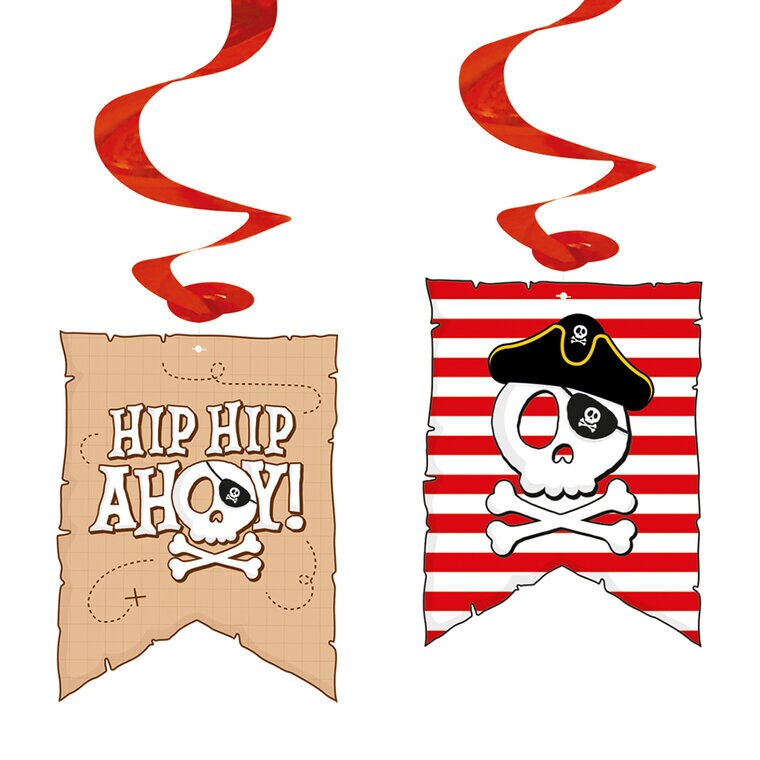 Product Image for Pirat Hip Hip Ahoy Hængende Swirl-dekorationer, 4 stk