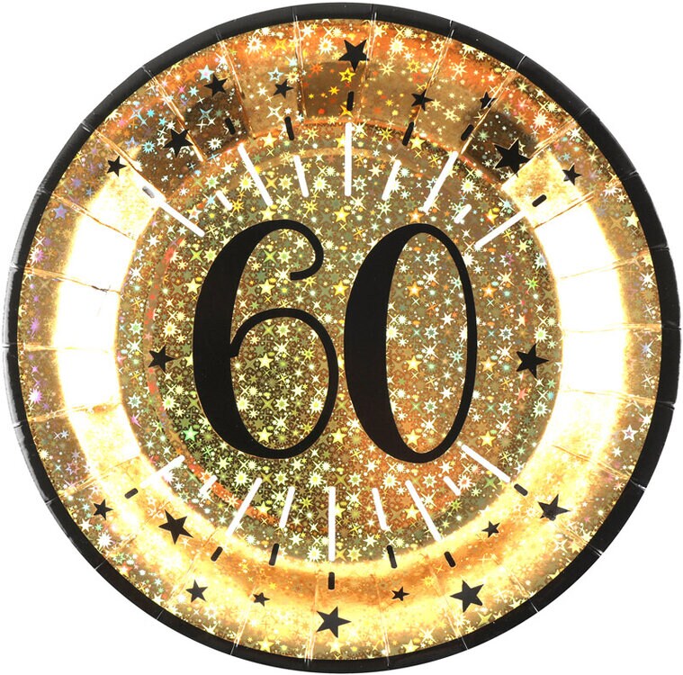Product Image for Paptallerkner Funklende Guld 60 år, 10 stk
