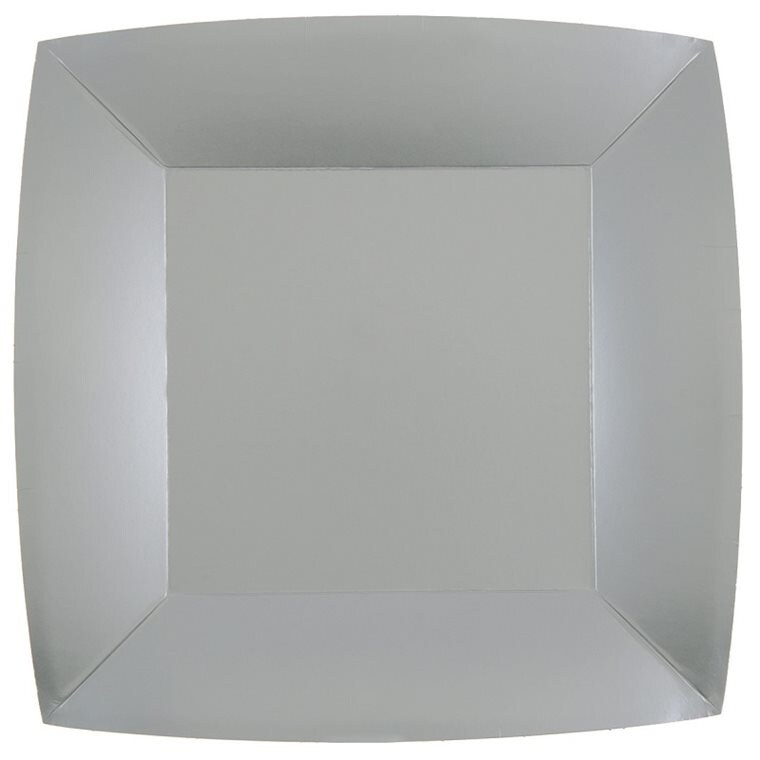 Product Image for Paptallerkner 23 cm - Sølv 10 stk