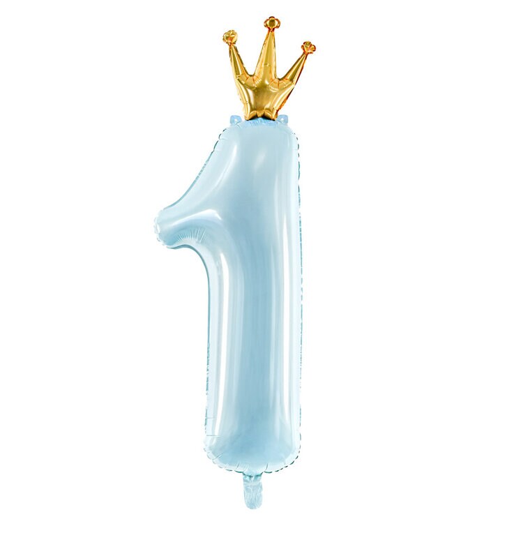 Product Image for Talballon, Lyseblå, 1 år med krone