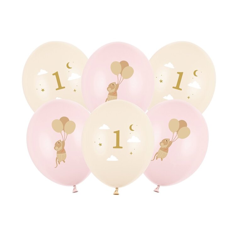Product Image for Lyserød Mus Ballonmix 1 år 6 stk