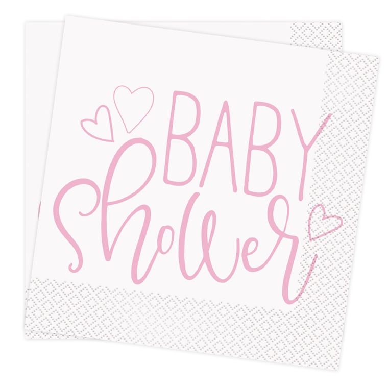 Product Image for Pink Heart Babyshower, Servietter 16 stk.