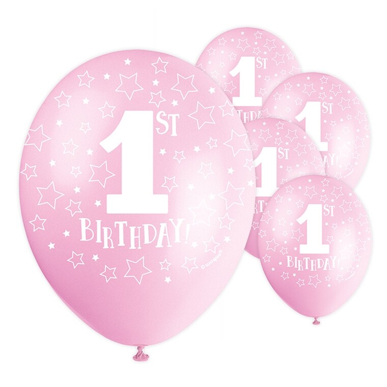 Product Image for Balloner, 1 år 5 stk. lyserød