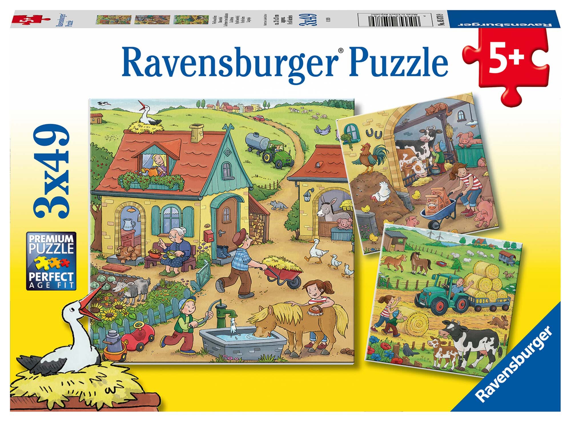 Ravensburger Puslespil, On the Farm 3x49 brikker