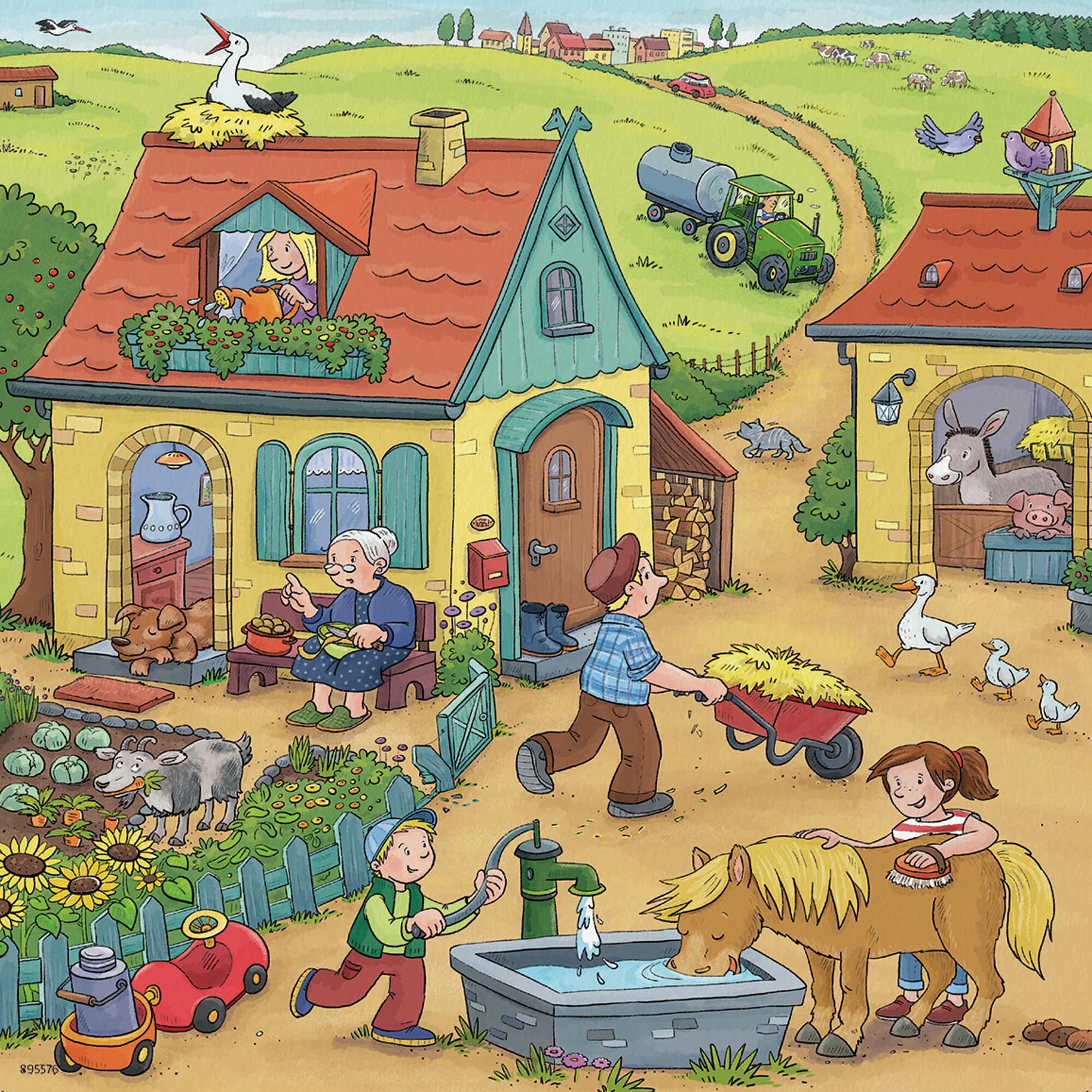Ravensburger Puslespil, On the Farm 3x49 brikker