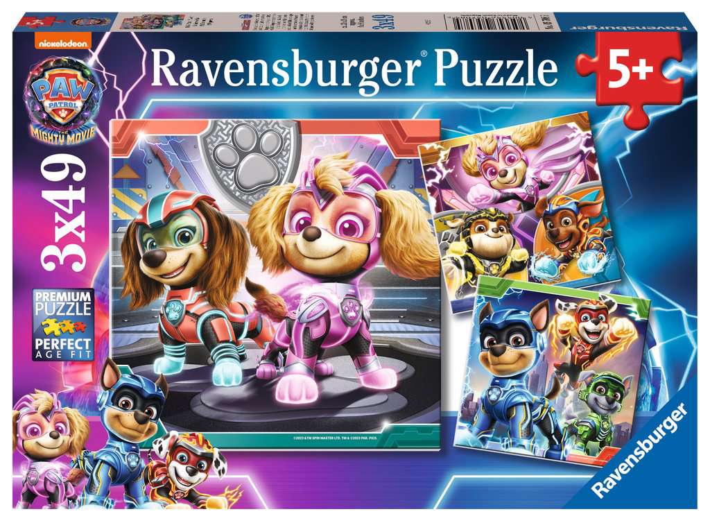 Ravensburger Puslespil - Paw Patrol The Mighty Movie 3x49 brikker