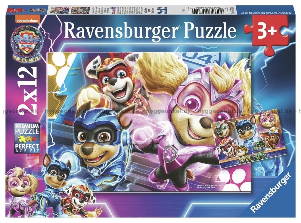 Ravensburger Puzzle - Paw Patrol The Mighty Movie 2x12 brikker