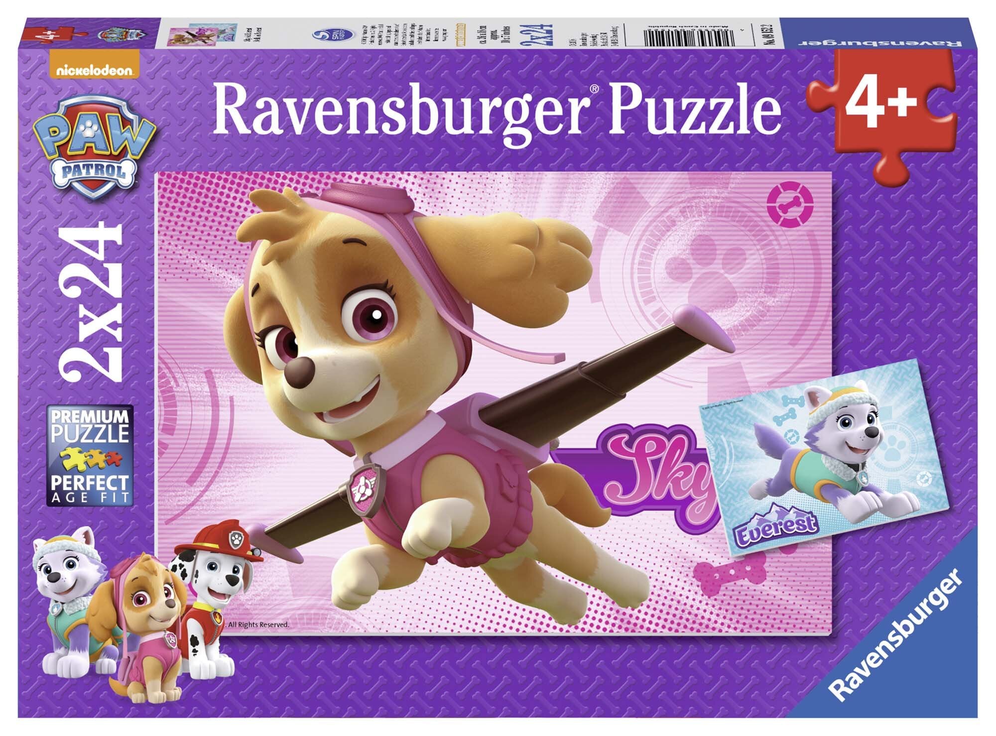 Ravensburger Puslespil, Paw Patrol Skye & Everest 2x24 brikker