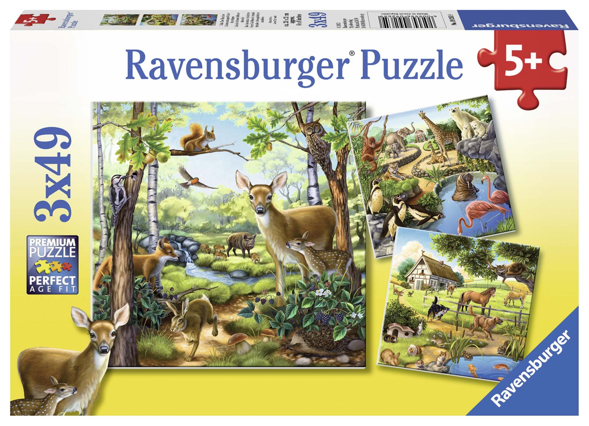 Ravensburger Puslespil, Wild Animals 3x49 brikker