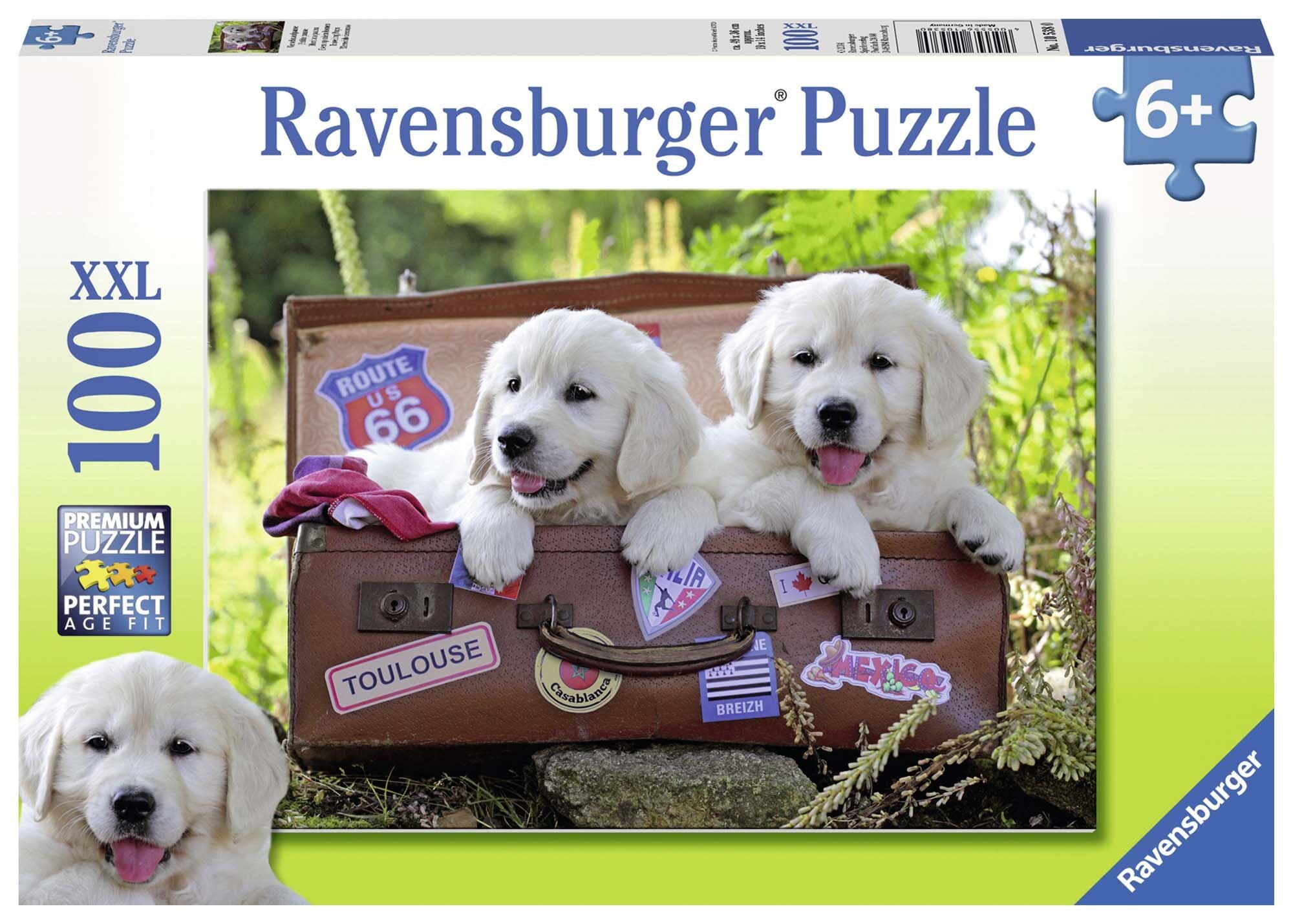 Ravensburger Puslespil, Traveling Pups 100 brikker XXL