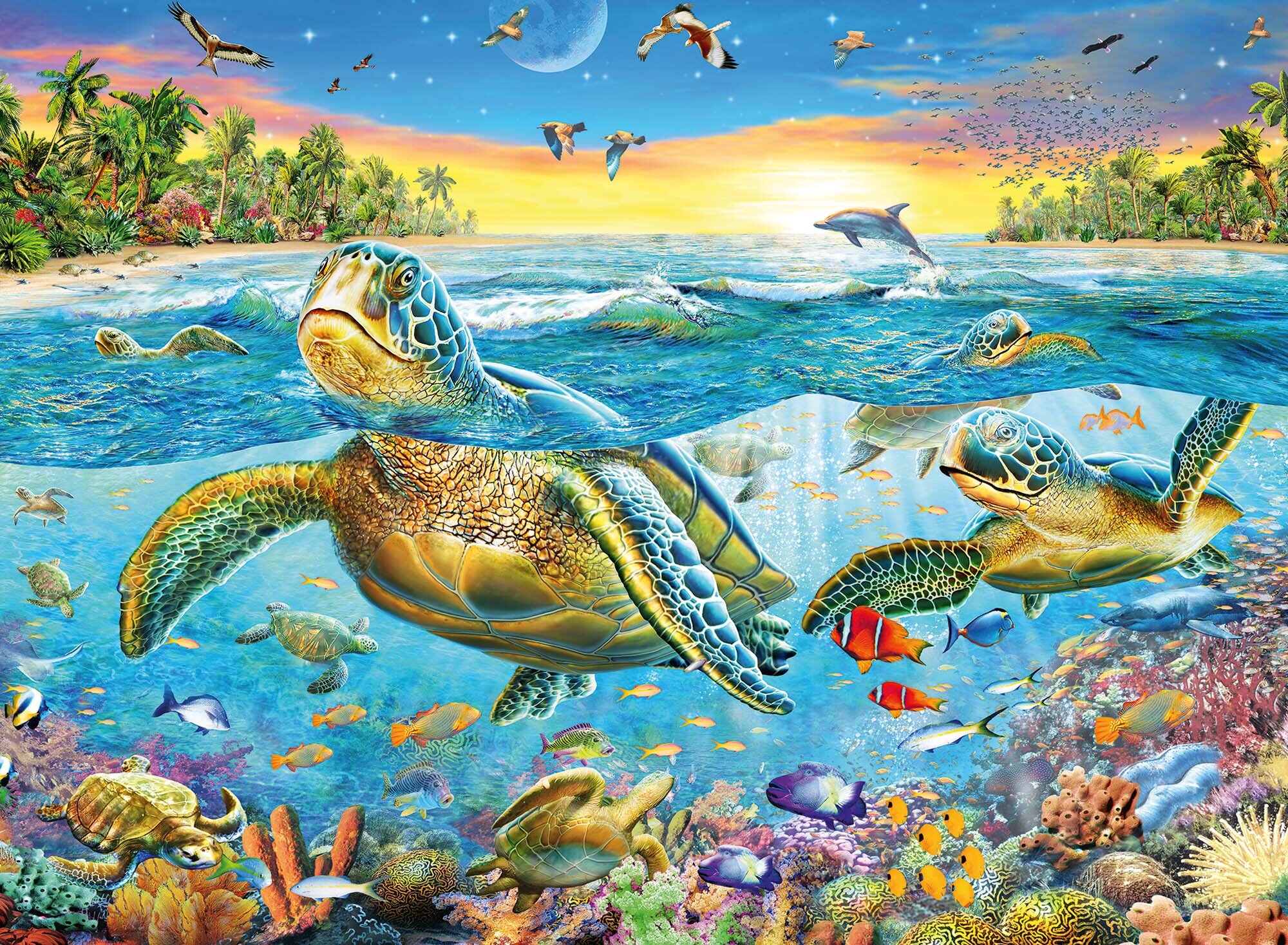 Ravensburger Puslespil, Swim with Sea Turtles 100 brikker XXL