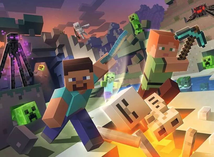 Ravensburger Minecraft Puslespil - Monster 100 brikker