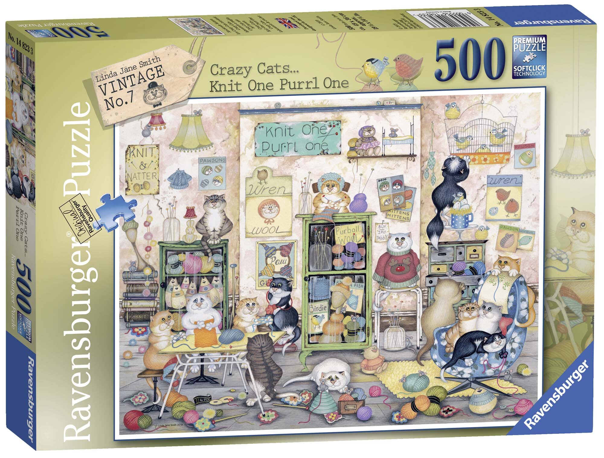 Ravensburger Puslespil, Vintage 7 - Crazy Cats 500 brikker