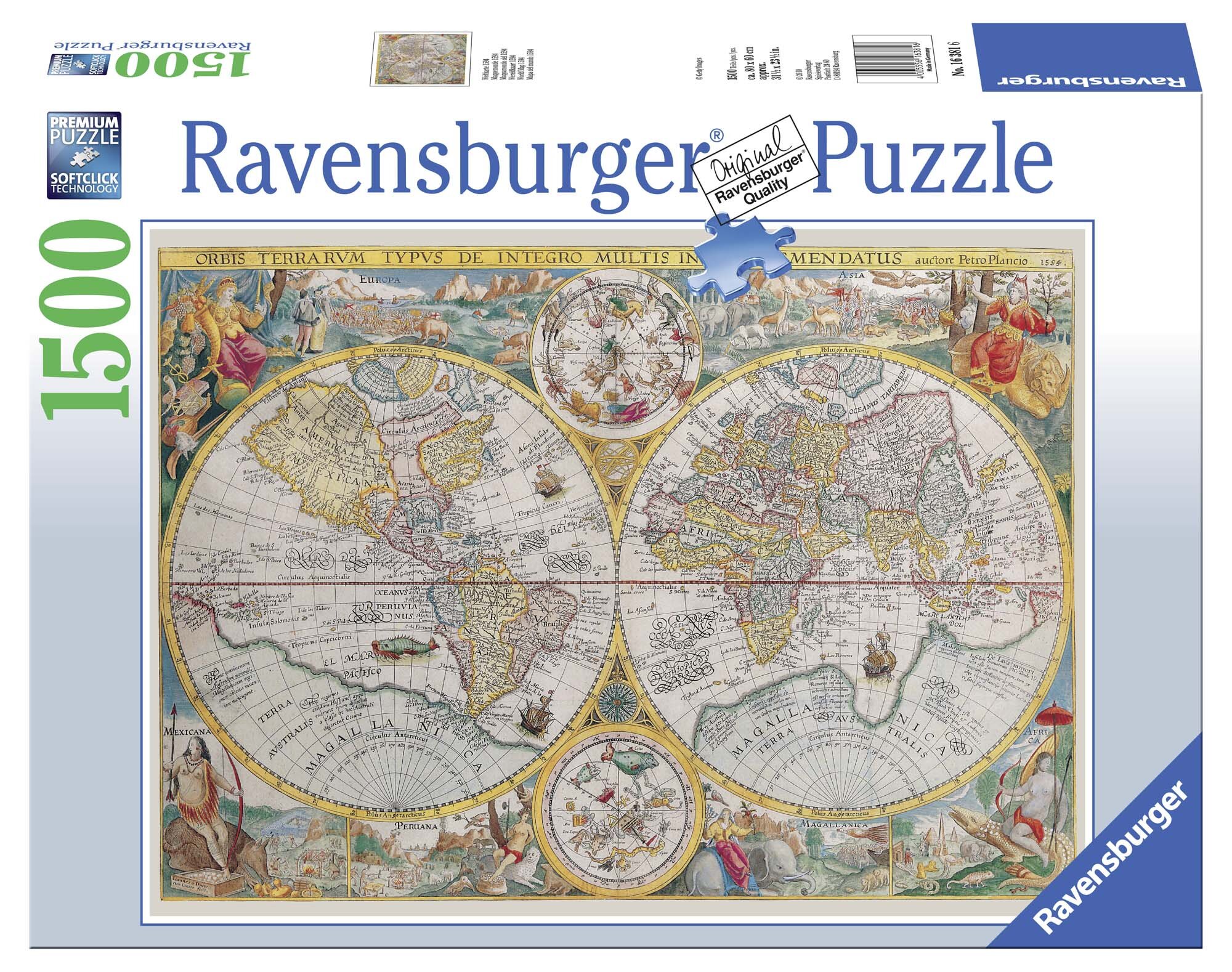 Ravensburger Puslespil, 1594 World Map 1500 brikker
