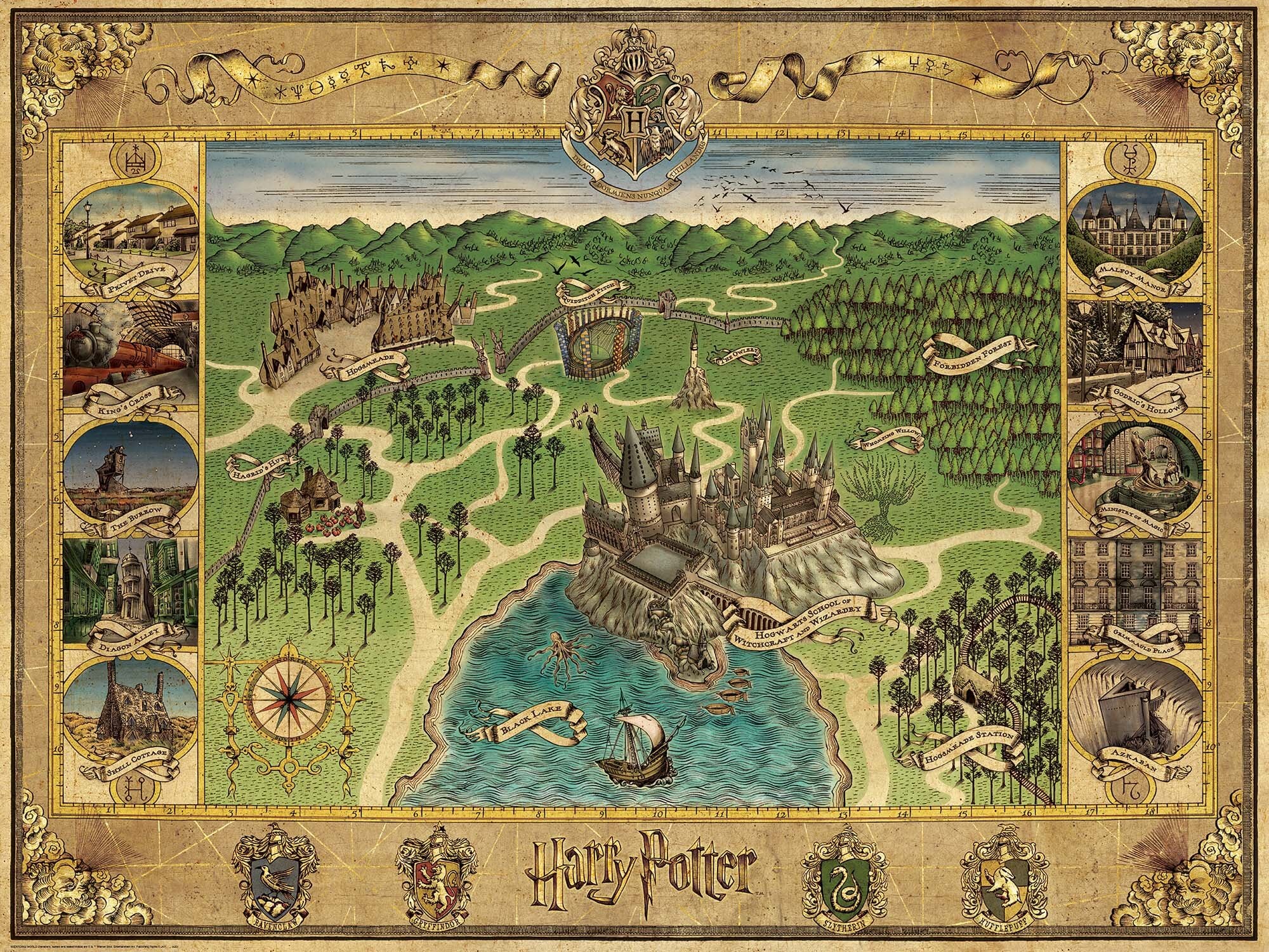 Ravensburger Puslespil, Hogwarts Map 1500 brikker