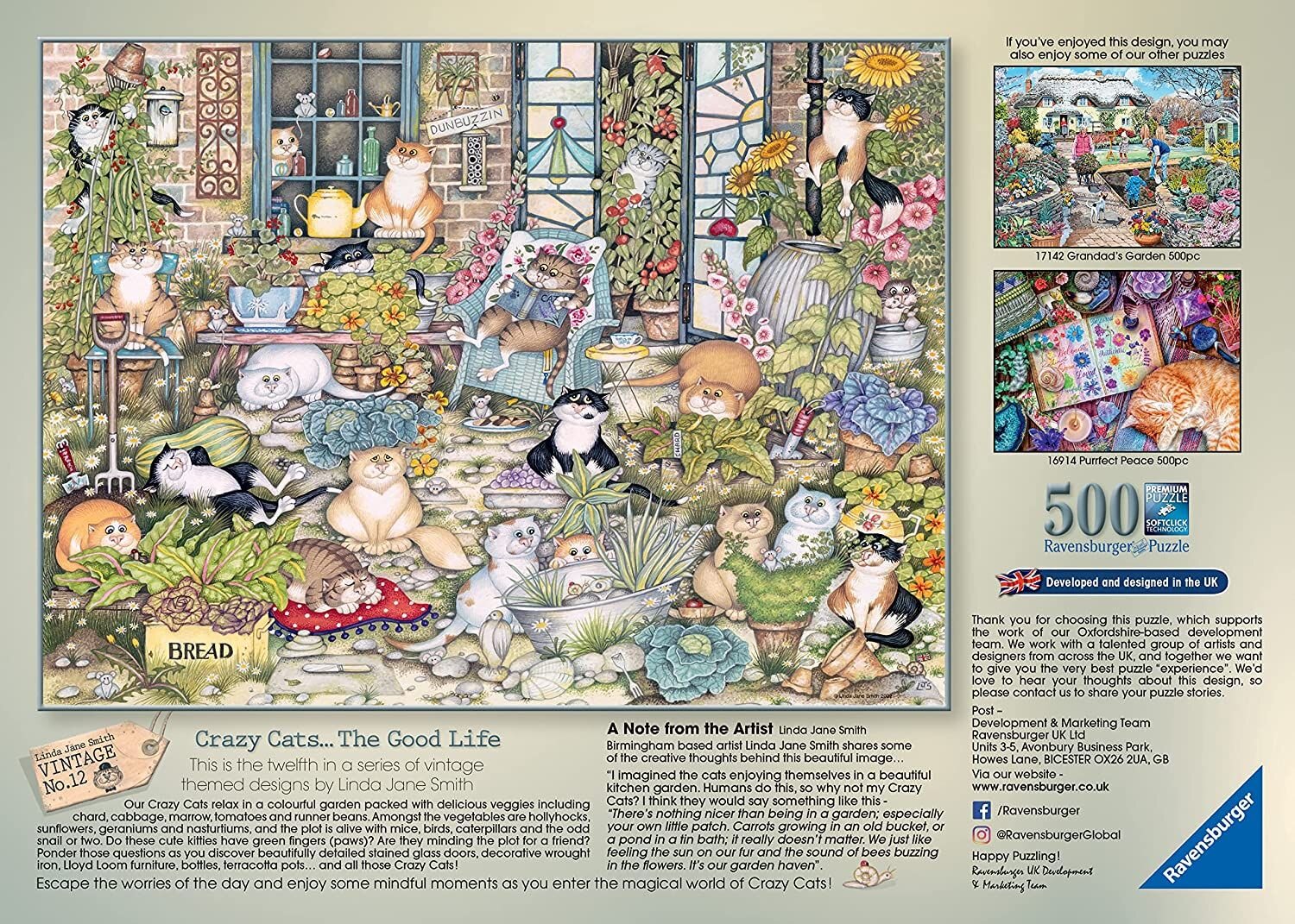 Ravensburger Puslespil, Crazy Cats - The Good Life 500 brikker