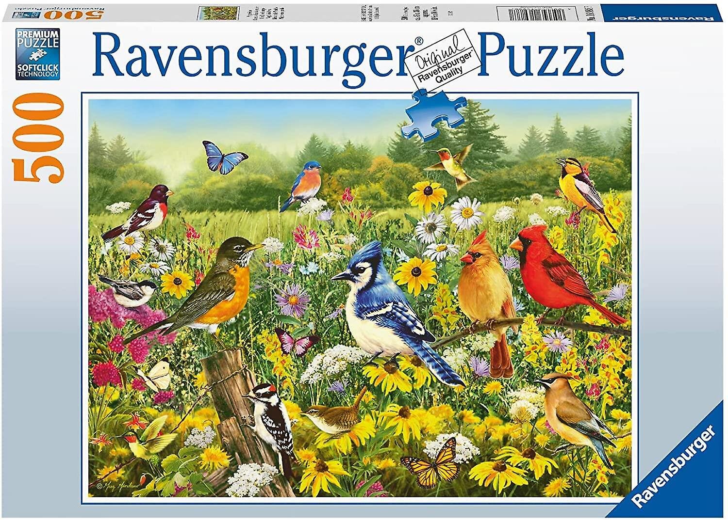 Ravensburger Puslespil - Birds in the Meadow 500 brikker
