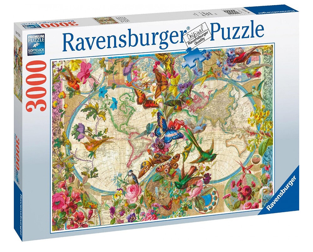 Ravensburger Puslespil - Flora & Fauna World Map 3000 brikker