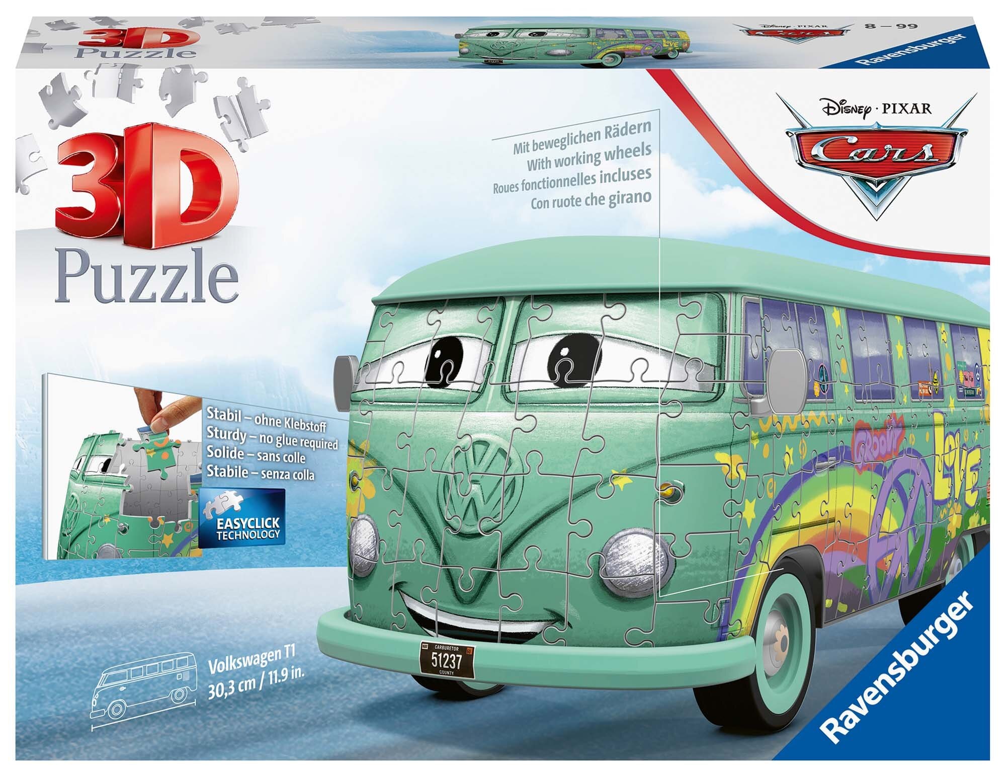 Ravensburger 3D Puslespil, Disney Cars - Volkswagen Fillmore 162 brikker