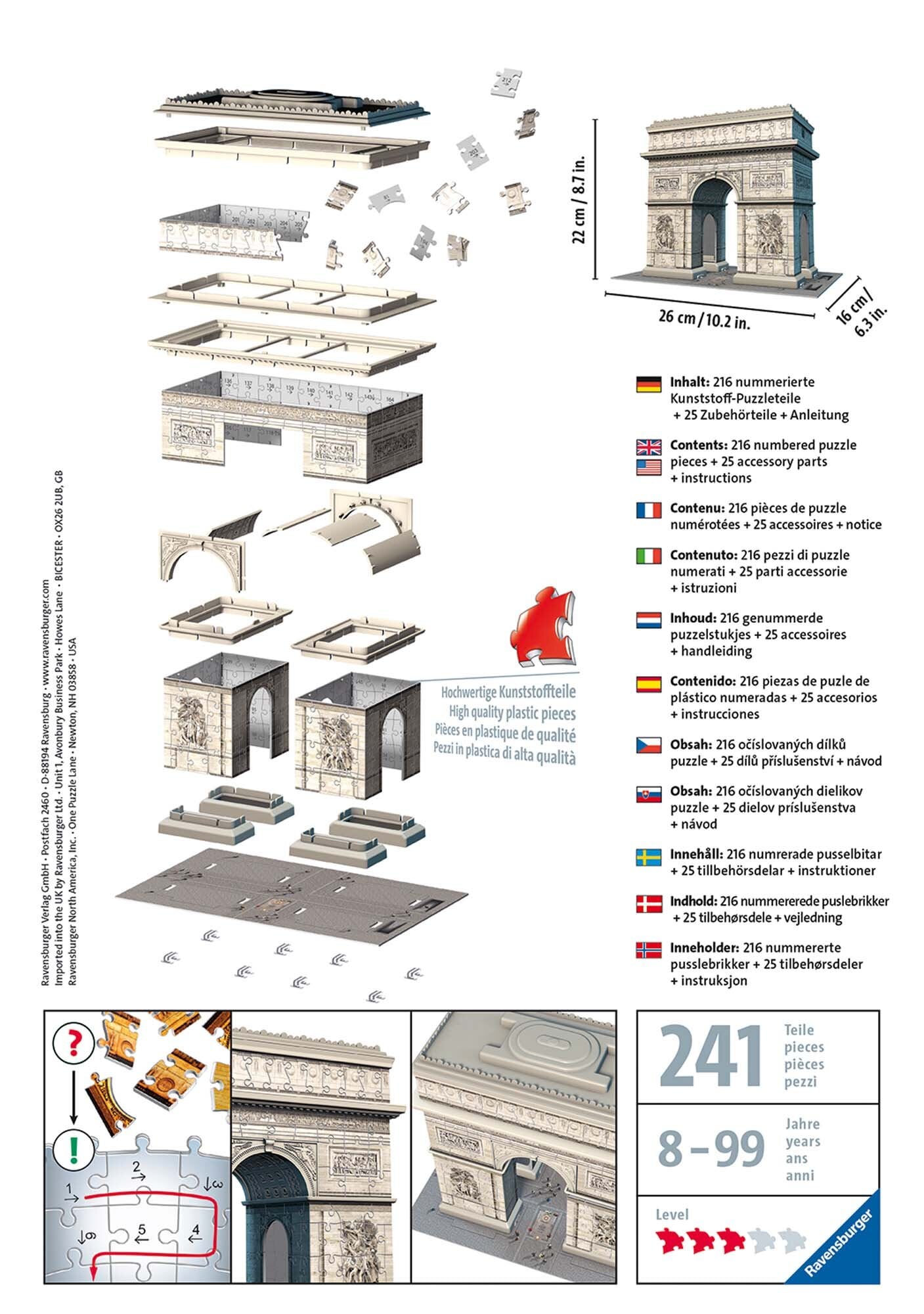 Ravensburger 3D Puslespil, Arc de Triomphe 216 brikker