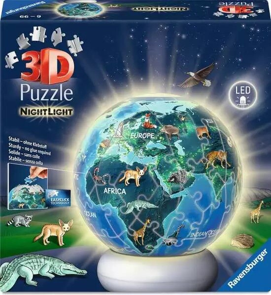 Ravensburger 3D Puslespil - Jordklode med nattelys 72 brikker
