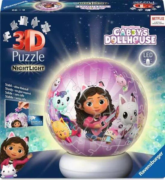 Ravensburger 3D Puslespil - Gabbys Dollhouse med natlampe 72 brikker