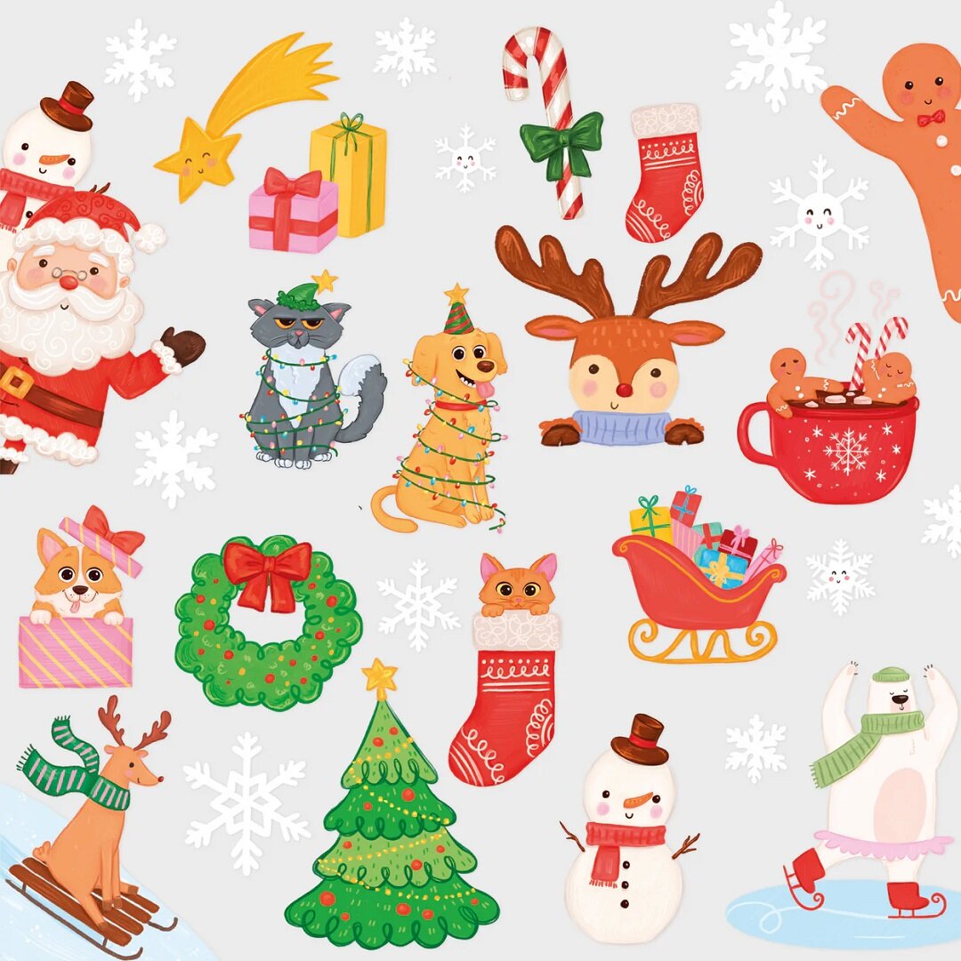 Vinduesklistermærker Julemotiver 30 stk.