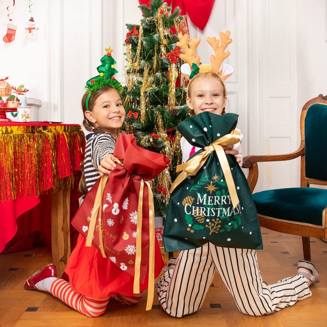 Gavepose til julegaver, grøn 45 x 30 cm