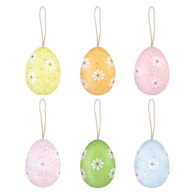 Hængende påskeæg med blomster 6 stk