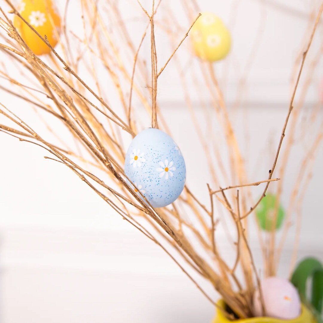 Hængende påskeæg med blomster 6 stk