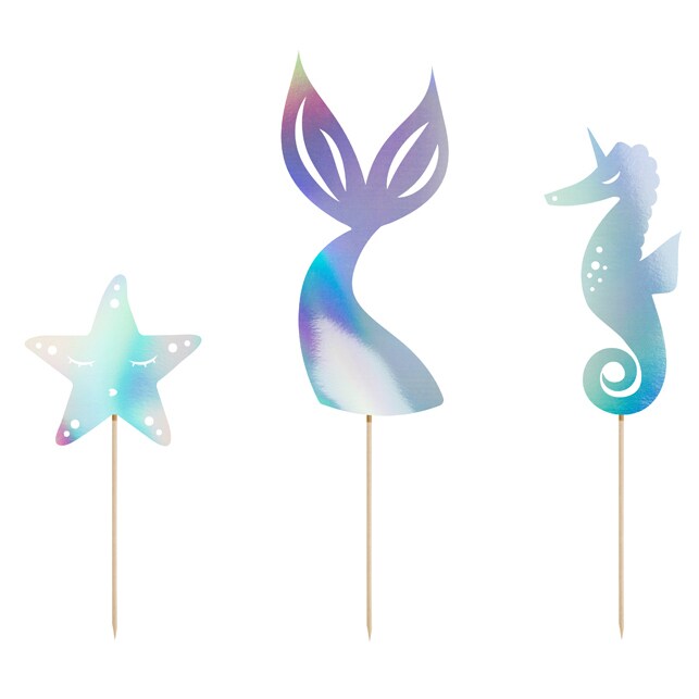 Mermaid Skinnende Cake Toppers 3 stk