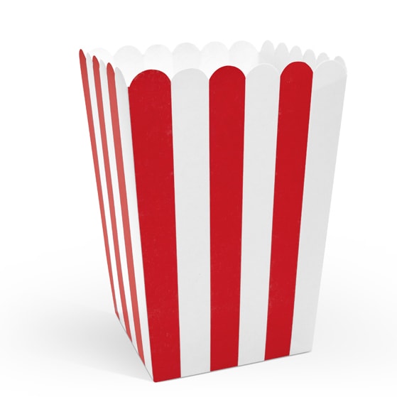 Popcorn Bægre - Hvide og røde striber 6 stk