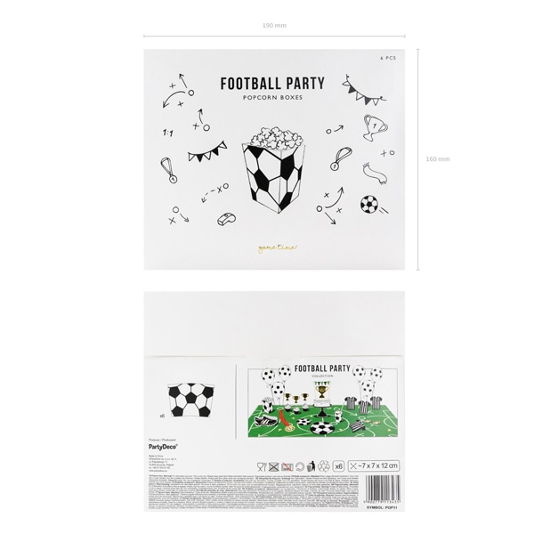 Fodbold - Popcorn Bægre 6 stk