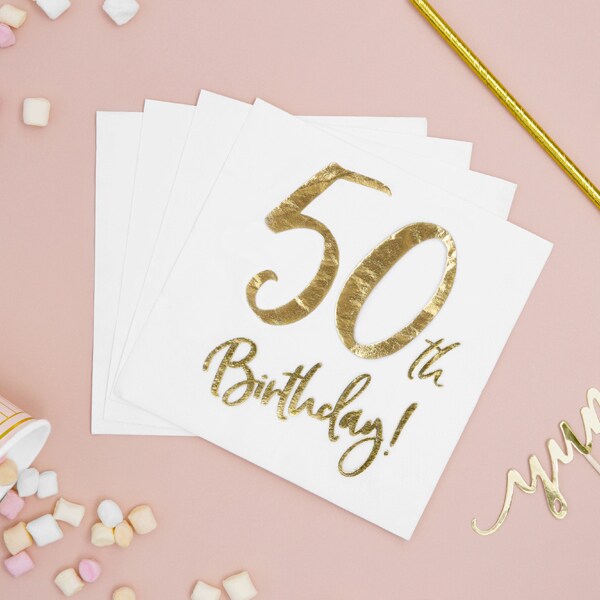 Guld 50 år - Servietter 20 stk.