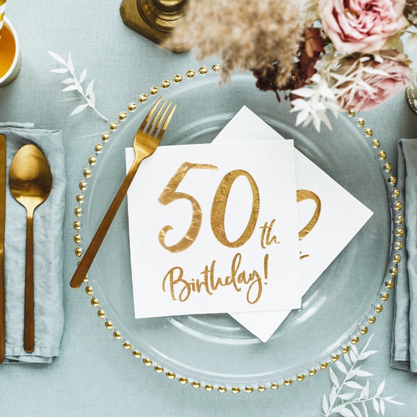 Guld 50 år - Servietter 20 stk.