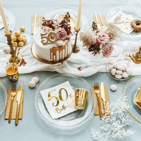 Guld 50 år - Servietter 20 stk.