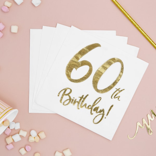 Guld 60 år - Servietter 20 stk.