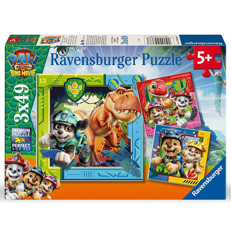 Paw Patrol Dino Movie Puslespil 3 x 49 brikker