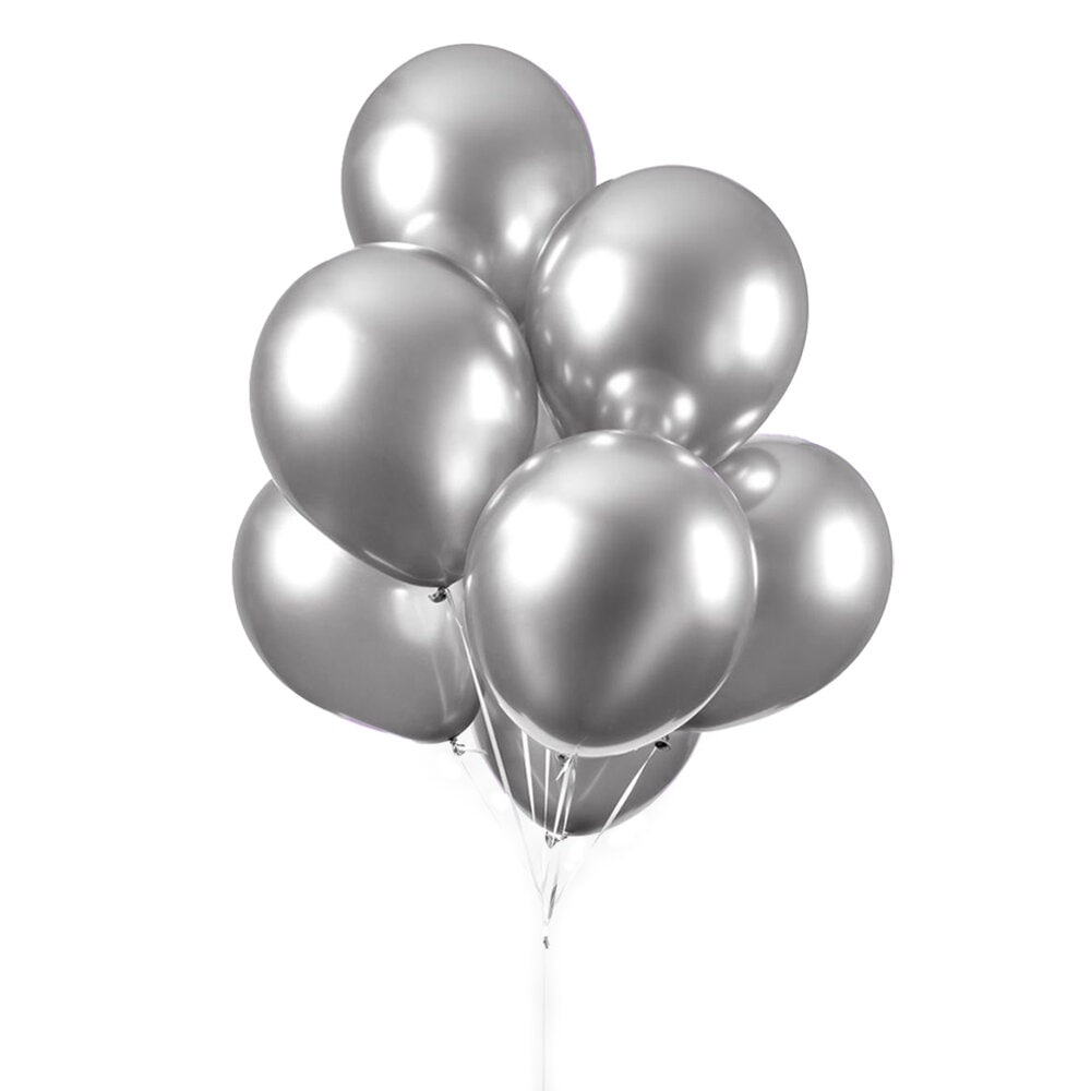 Balloner - Sølv Chrome 10 stk