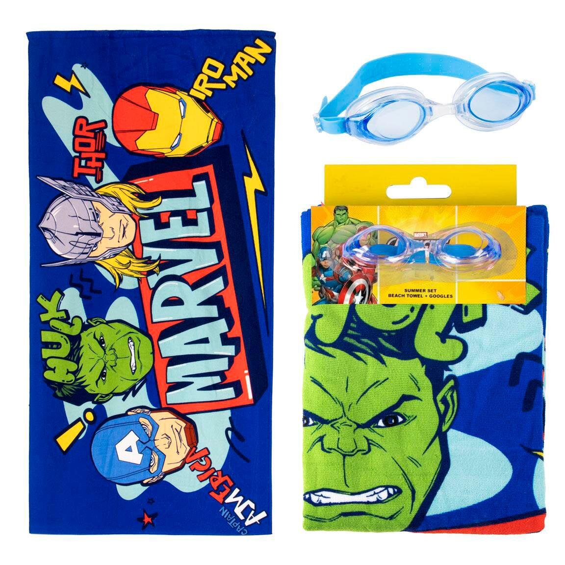 Avengers - Sæt med badehåndklæde og svømmebriller