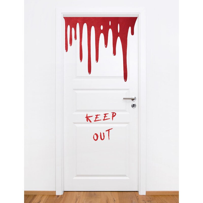 Dørdekoration med bloddråber Keep out