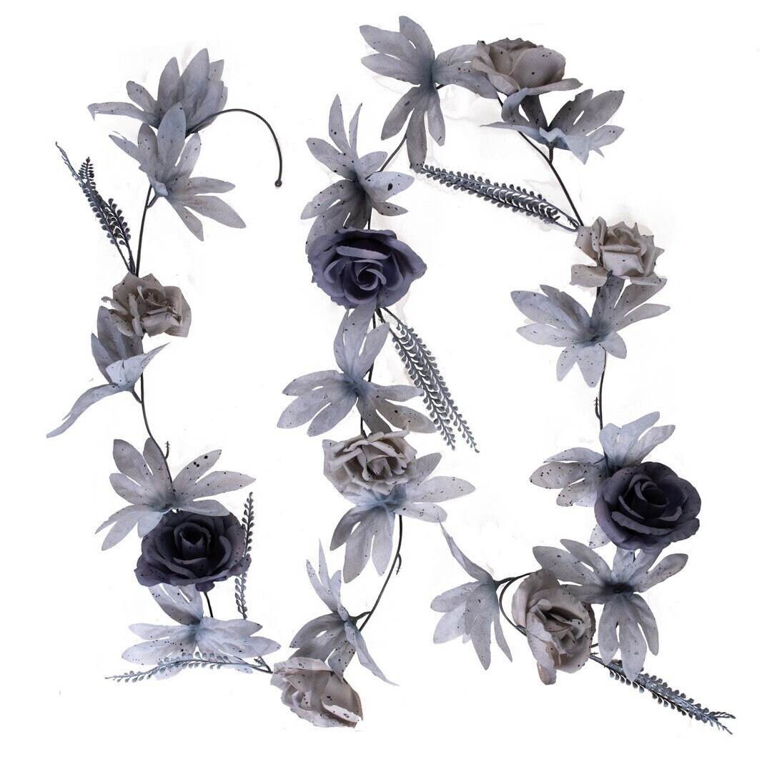 Blomsterguirlande med grå blomster 220 cm