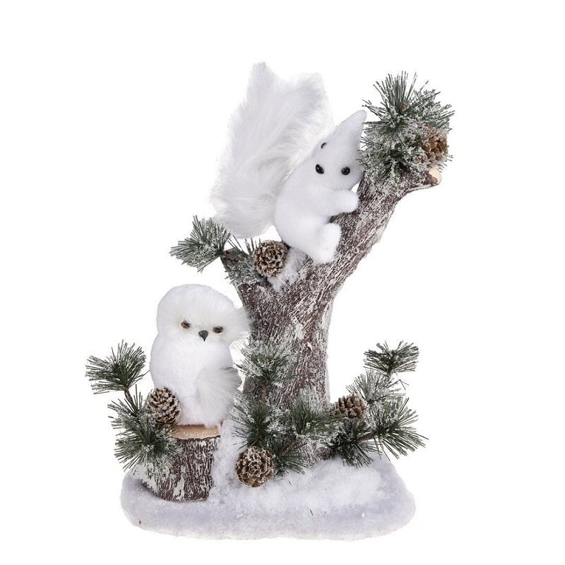 Juledekoration - Ugle og Egern 32 cm