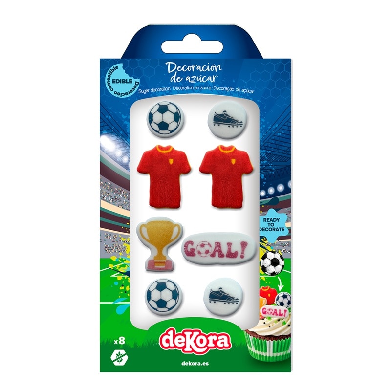 Fodbold Sukkerdekorationer 8 stk