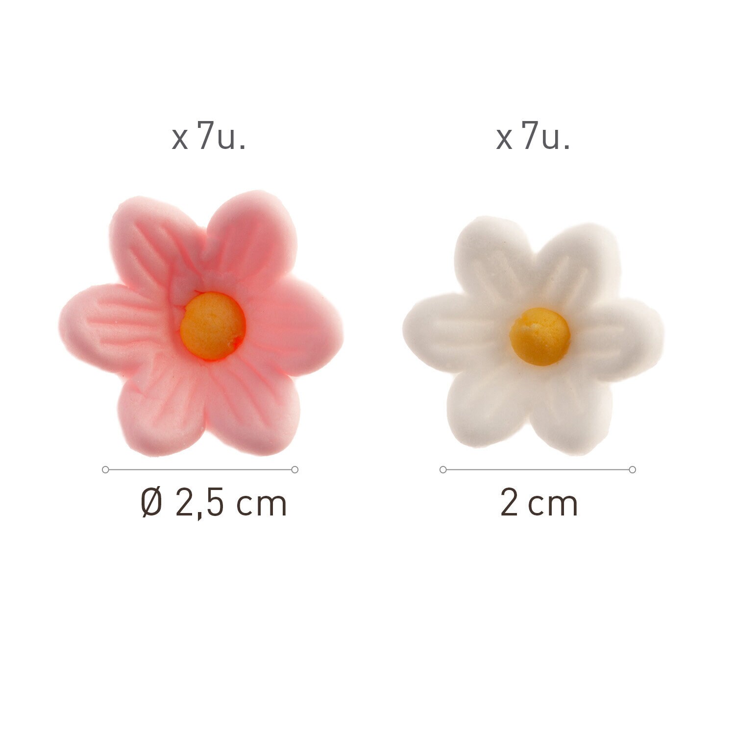 Sukkerdekorationer Lyserød/Hvide Blomster 14 stk