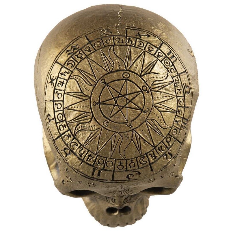 Dødningehoved i guld 20 cm