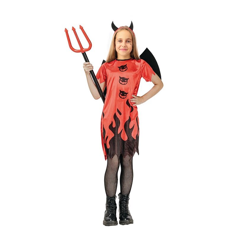 Red Devilgirl Kostume Børn 10-12 år (135-152 cm)
